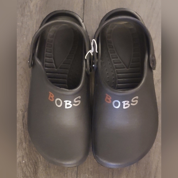 BOBS Skechers Youth Black Crocs Shoes Back Strap - Picture 2 of 5